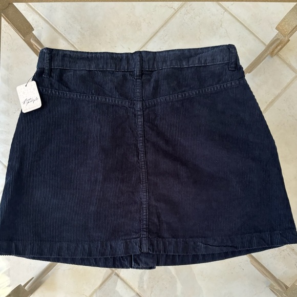 New Free People Ray Corduroy Button Front Mini Skirt in Ebony - Picture 4 of 4